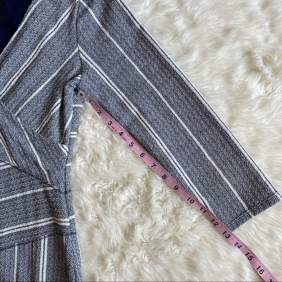 Anthropologie Maeve Dress Wrapped Textured Fitted Stripe Column Blue White S - Picture 13 of 13